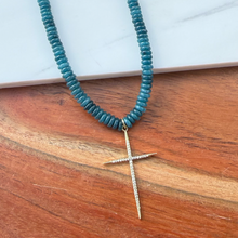 Load image into Gallery viewer, Apetite beaded necklace with statement cz cross 🌹
