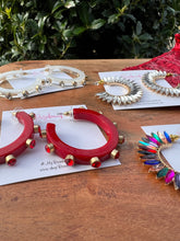 Load image into Gallery viewer, CZ Chic Hoops- true red
