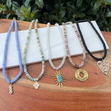 Load image into Gallery viewer, Periwinkle Beaded Necklace with 3 cz pendant drop 🌹
