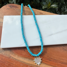 Load image into Gallery viewer, Turq Howlite beaded Necklace with white cz heart 🌹
