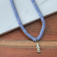 Load image into Gallery viewer, Periwinkle Beaded Necklace with 3 cz pendant drop 🌹
