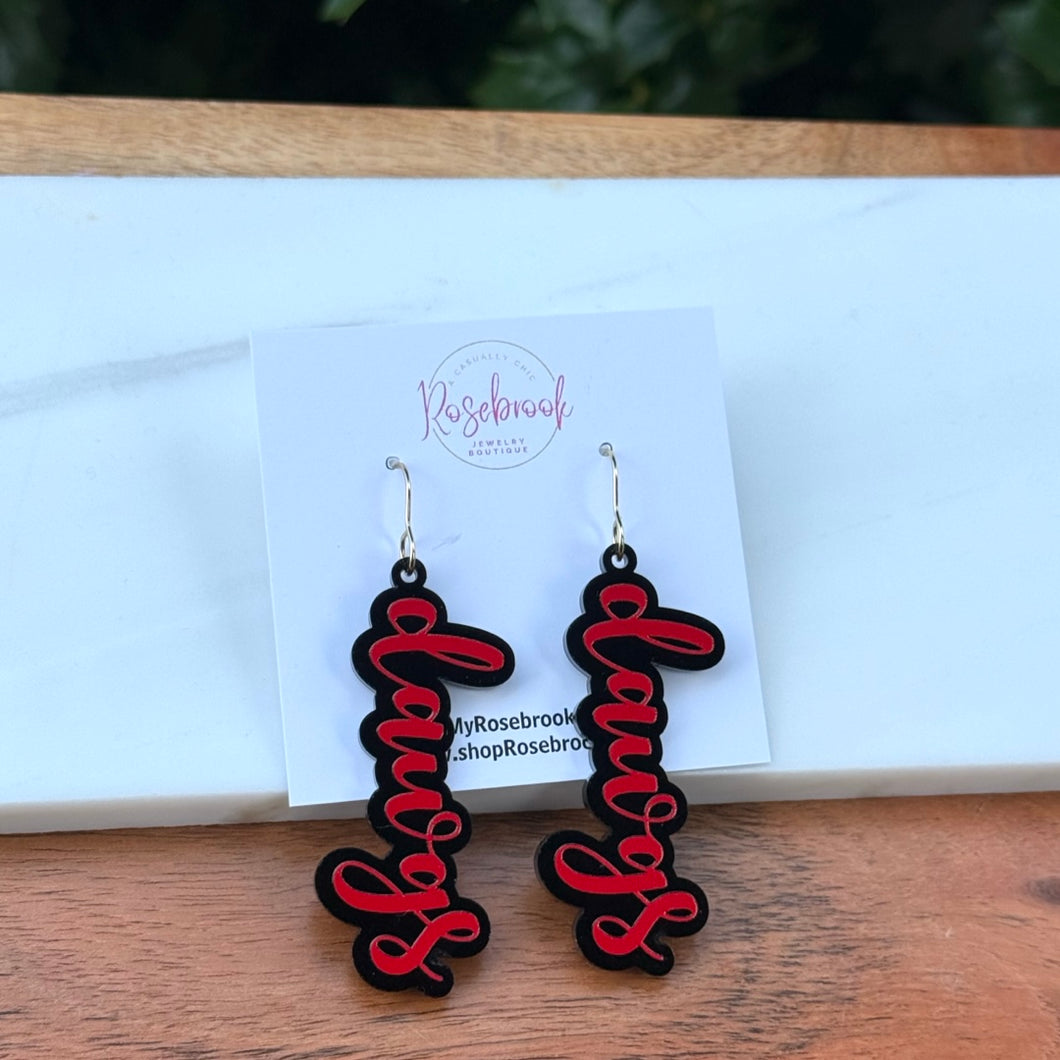 dawgs in script-red/black