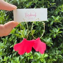 Load image into Gallery viewer, Pink Ginko Statment Hoops 🌹

