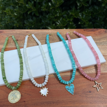 Load image into Gallery viewer, Green Stone With Lg Bee Pendant Necklace

