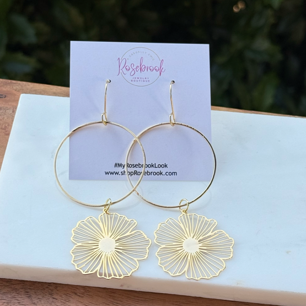 Golden Blooms Statement Dangles