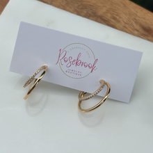 Load image into Gallery viewer, Double the Fun-cz hoop post
